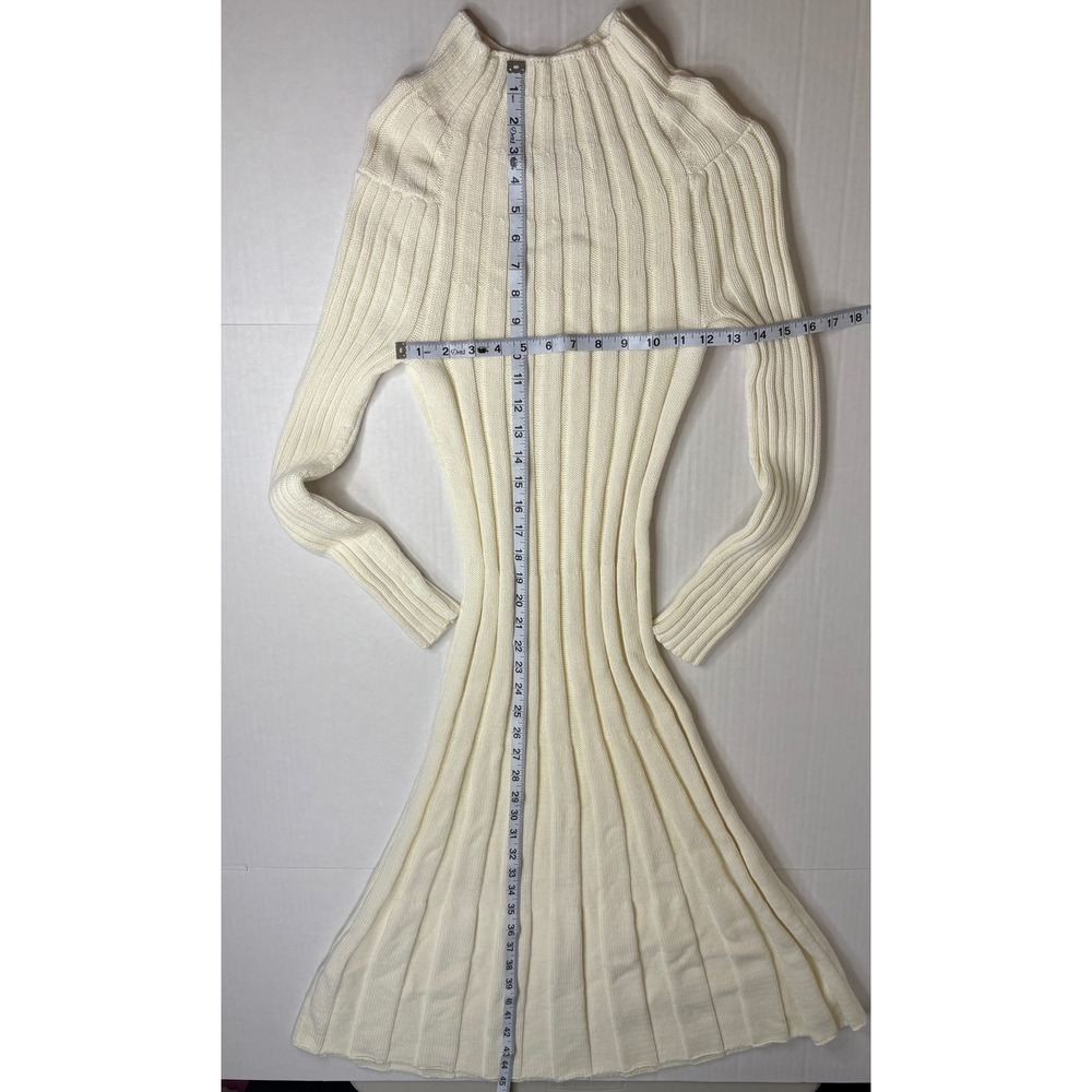 Banana Republic Ribbed Knit Fit & Flare Mock Neck Sweater Dress Quiet Luxury - Picture 3 of 7
